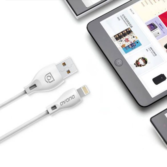 Dudao USB / Lightning adatok töltőkábel 2.1A 2m fehér (L4L 2m fehér) telefontok