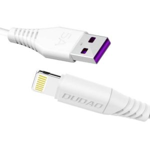 Dudao USB / Lightning FASST töltő adatkábel 5A 1m fehér (L2L 1m fehér)