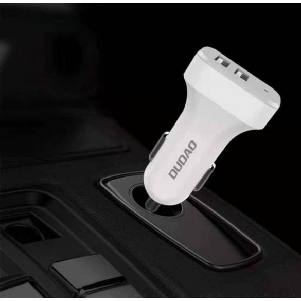 Dudao autós szett 2x USB 2.4a töltő + 3in1 Lightning / Type-C USB-C / micro USB kábel fehér (R7 fehér)