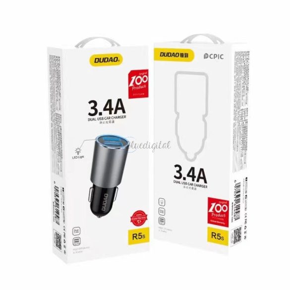 Dudao Car Charger 2x USB 3.4a szürke (R5S szürke)