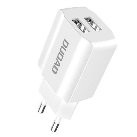 Dudao 2x USB Home Travel EU adapter fali töltő 5V / 2.4a fehér (A2EU fehér)
