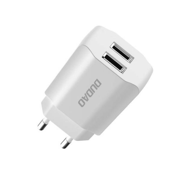 Dudao 2x USB Home Travel EU adapter fali töltő 5V / 2.4a fehér (A2EU fehér)