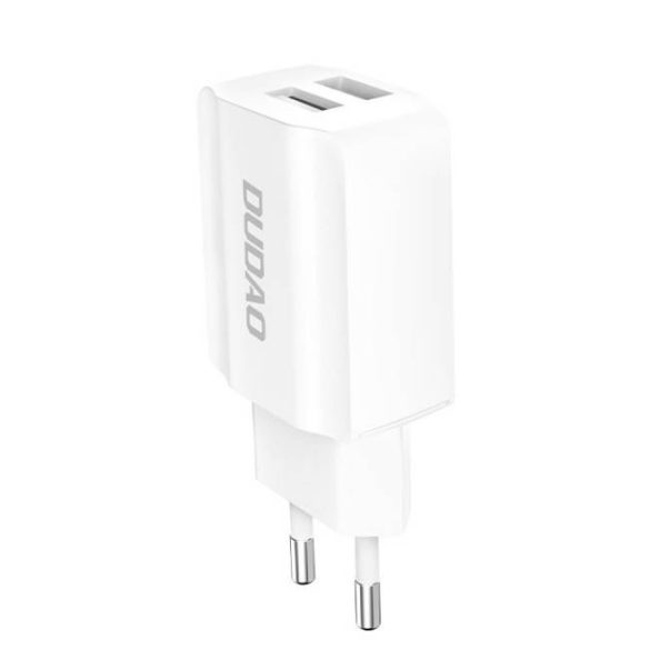 Dudao 2x USB Home Travel EU adapter fali töltő 5V / 2.4a fehér (A2EU fehér)