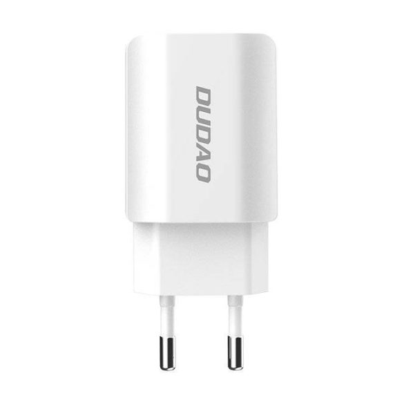 Dudao 2x USB Home Travel EU adapter fali töltő 5V / 2.4a + Lightning kábel fehér (A2EU + Lightning fehér)