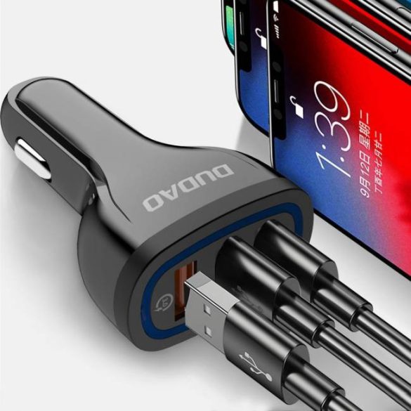 Dudao univerzális autós töltő 3x USB Quick Charge 3.0 QC3.0 2.4a 18W fekete (R7S fekete)