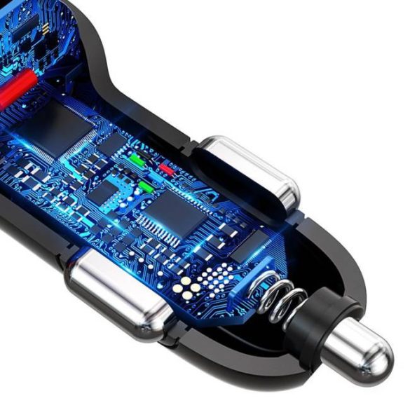 Dudao univerzális autós töltő 3x USB Quick Charge 3.0 QC3.0 2.4a 18W fekete (R7S fekete)