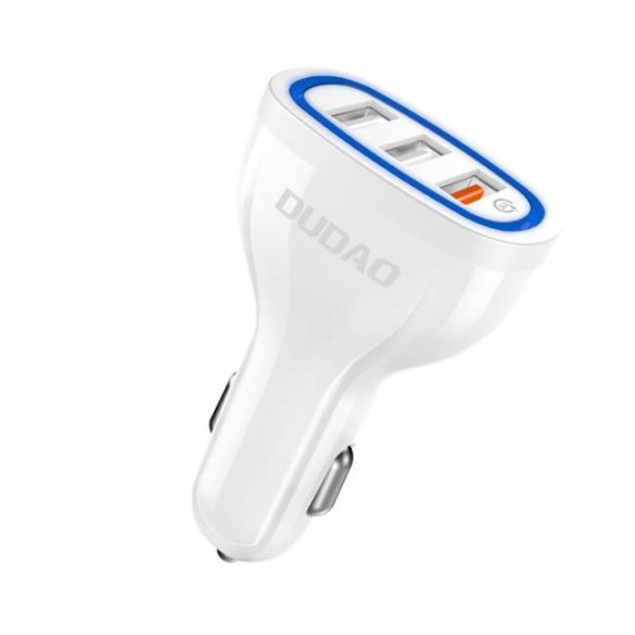 Dudao univerzális autós töltő 3x USB Quick Charge 3.0 QC3.0 2.4a 18W fehér (R7S fehér)