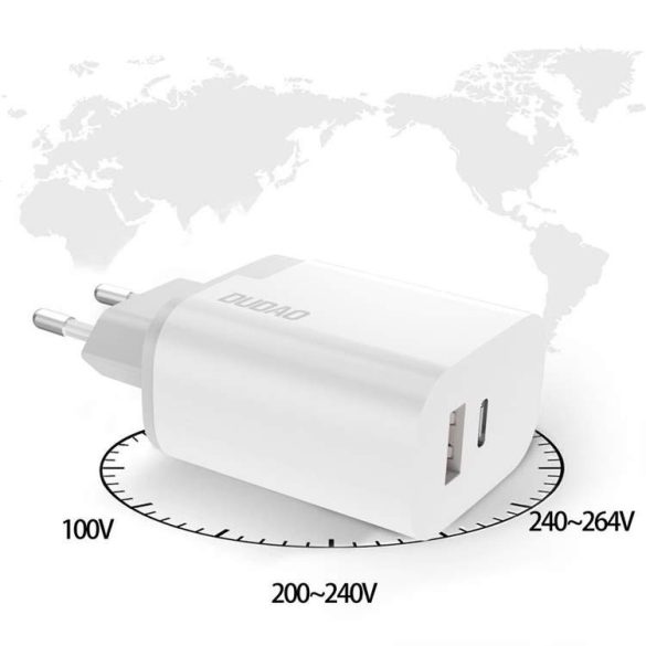 Dudao fali töltő adapter EU USB / USB type-c power-delivery Quick Charge 3.0 3A 22,5W fehér (A6xsEU fehér)