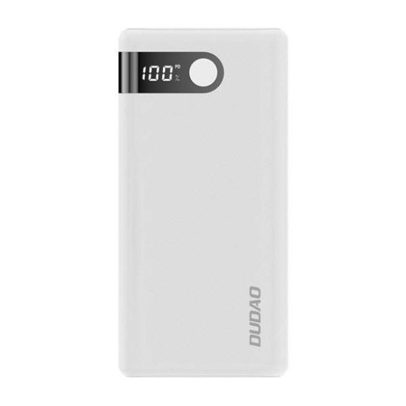 Dudao Power Bank külső akkumulátor 20000 mAh 2x USB / USB Type-c / micro USB 2 A LED kijelző fehér (K9Pro-05)