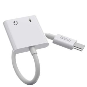 Dudao Type-c USB - USB Type C / 3,5 mm-es mini jack fülhallgató-adapter audio és töltő, fehér (L13T fehér)