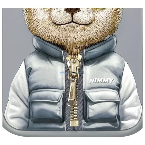 Nimmy Cool&Cute 2.0 medve mintás tok iPhone 15 Pro – szürke
