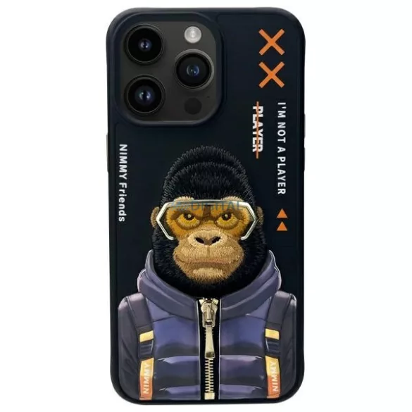 Nimmy Cool&Cute 2.0 majom mintás tok iPhone 15 Pro – fekete