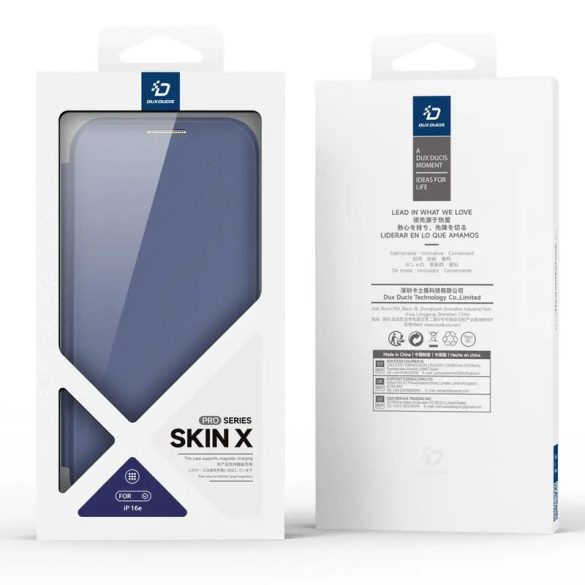 Dux Ducis Skin X Pro MagSafe-kompatibilis könyvtok iPhone 16e - kék