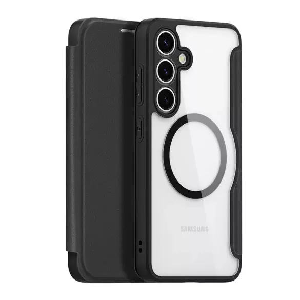 Dux Ducis Skin X Pro MagSafe-kompatibilis könyvtok Samsung Galaxy S25 - fekete
