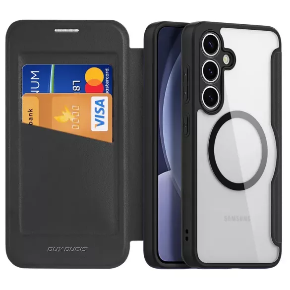 Dux Ducis Skin X Pro MagSafe-kompatibilis könyvtok Samsung Galaxy S25 - fekete