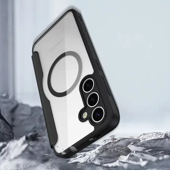 Dux Ducis Skin X Pro MagSafe-kompatibilis könyvtok Samsung Galaxy S25 - fekete