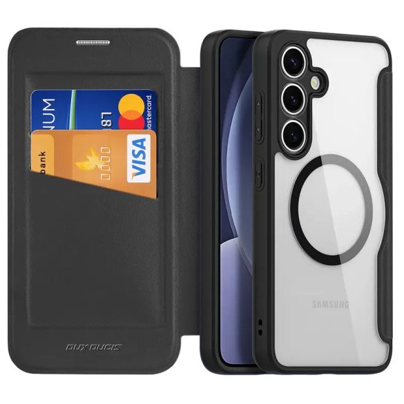 Dux Ducis Skin X Pro MagSafe-kompatibilis könyvtok Samsung Galaxy S25 Plus - fekete