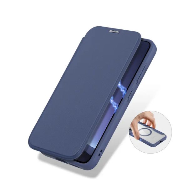 Dux Ducis Skin X Pro MagSafe-kompatibilis könyvtok Samsung Galaxy S25 Plus - kék