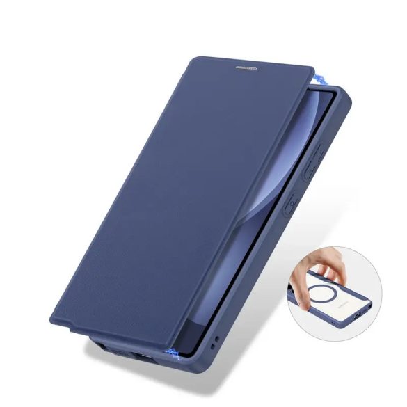 Dux Ducis Skin X Pro MagSafe-kompatibilis könyvtok Samsung Galaxy S25 Ultra - kék