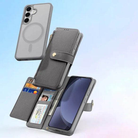 Dux Ducis Lawa MagSafe-kompatibilis könyvtok Samsung Galaxy S25 Plus - szürke