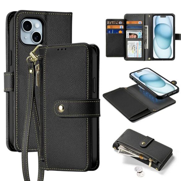 Dux Ducis Lawa könyvtok iPhone 15 - fekete