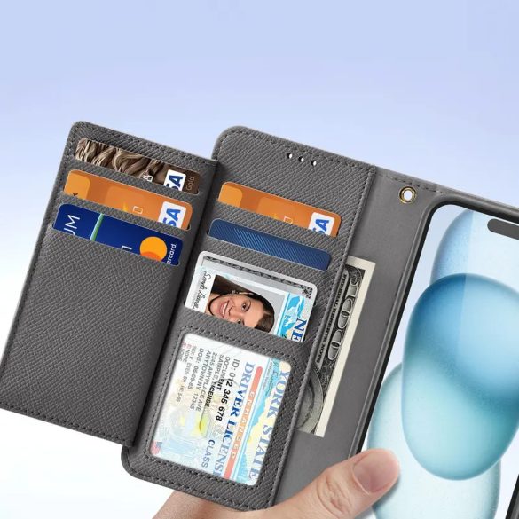 Dux Ducis Lawa könyvtok iPhone 15 - szürke
