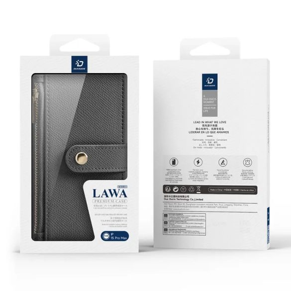 Dux Ducis Lawa könyvtok iPhone 15 Pro Max - szürke