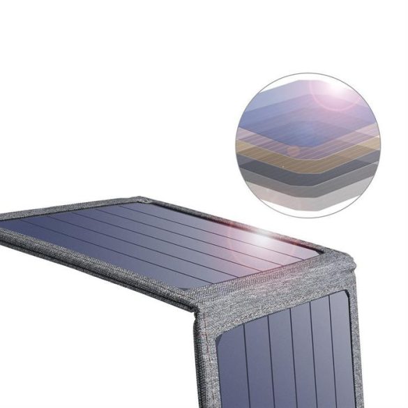 CHOETECH összecsukható Travel Solar Solar Solar Charger 14w USB 5V / 2.4a napelemes szürke (SC004)