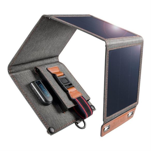 CHOETECH összecsukható Travel Solar Solar Solar Charger 14w USB 5V / 2.4a napelemes szürke (SC004)