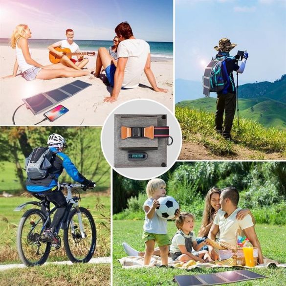 CHOETECH összecsukható Travel Solar Solar Solar Charger 14w USB 5V / 2.4a napelemes szürke (SC004)