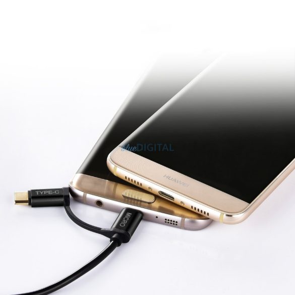 Choetech 2in1 USB - USB Type C / micro USB töltő adatkábel 1,2m fekete (XAC-0012-101BK)