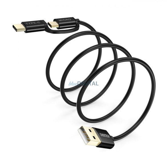 Choetech 2in1 USB - USB Type C / micro USB töltő adatkábel 1,2m fekete (XAC-0012-101BK)