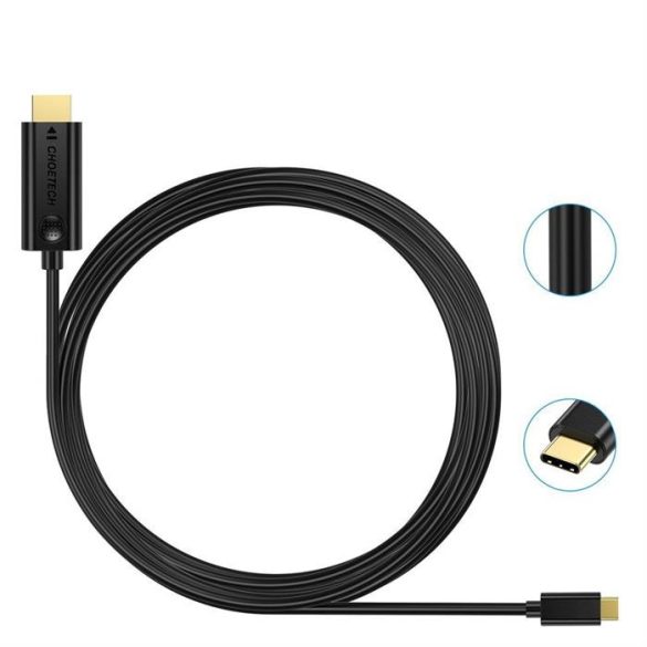 CHOETECH kábel USB type-c - HDMI 4K 30Hz 3M fekete kábel (XCH-0030)