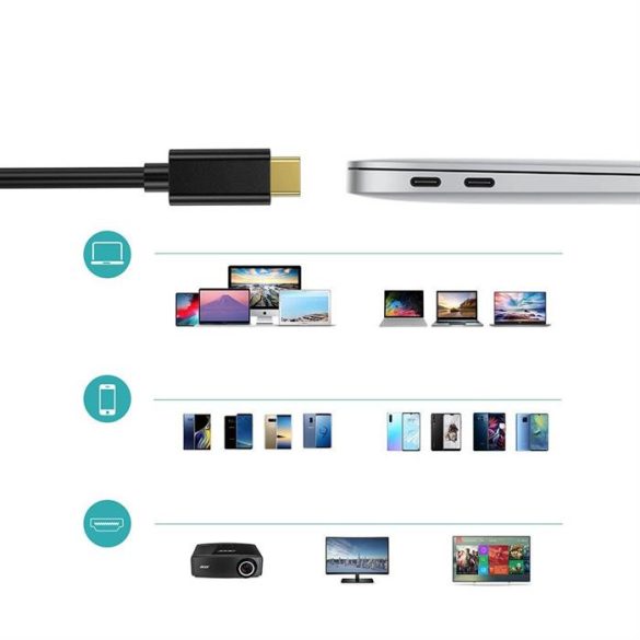 CHOETECH kábel USB type-c - HDMI 4K 30Hz 3M fekete kábel (XCH-0030)