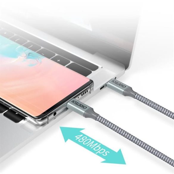 CHOETECH USB type-c - USB type-c kábel 5A 100 W Power Diving 480 Mbps 1,8 m szürke (XCC-1002-GY)