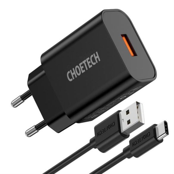 Choetech gyors töltés 3.0 Gyors töltés 3.0 18W 3A USB fal töltő fekete (Q5003)