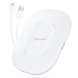 CHOETECH QI 15W vezeték nélküli töltő + USB kábel - USB type-c 1m fehér (T550-F-V2)