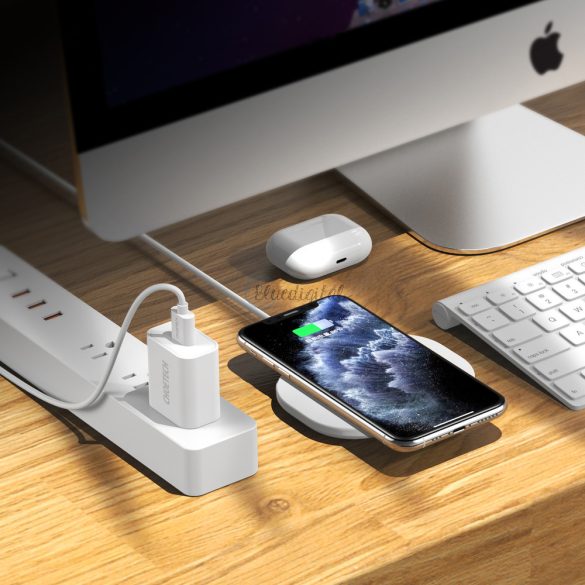 CHOETECH QI 15W vezeték nélküli töltő + USB kábel - USB type-c 1m fehér (T550-F-V2)