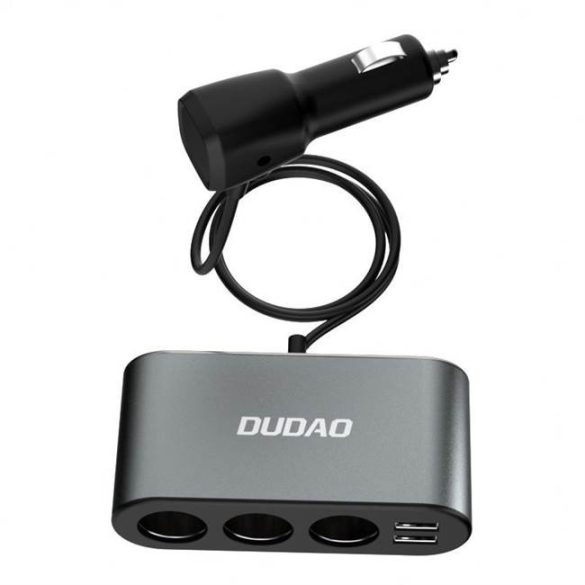 Dudao R1Pro 12-24V, 3.4A autós töltő 2USB + 3 gyújtók és LED kijelző fekete