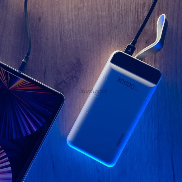 Dudao Power Bank 30000 mAh 3x USB LED lámpa fehér (K8s + fehér)