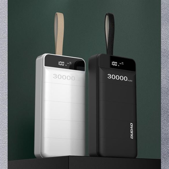 Dudao Power Bank külső akkumulátor 30000 mAh 3x USB LED lámpa fekete (K8s + fekete)