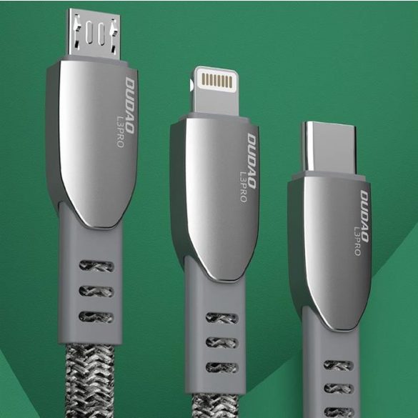 Dudao USB - micro USB Zinc ötvözetből ruhával fonott 5 A 1 m USB-kábel szürke (L3PROM szürke)