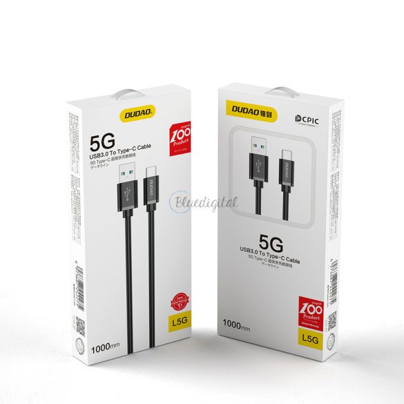 Dudao kábel USB kábel - USB Type C szuper gyors töltés 1 m fekete (l5g -fekete)