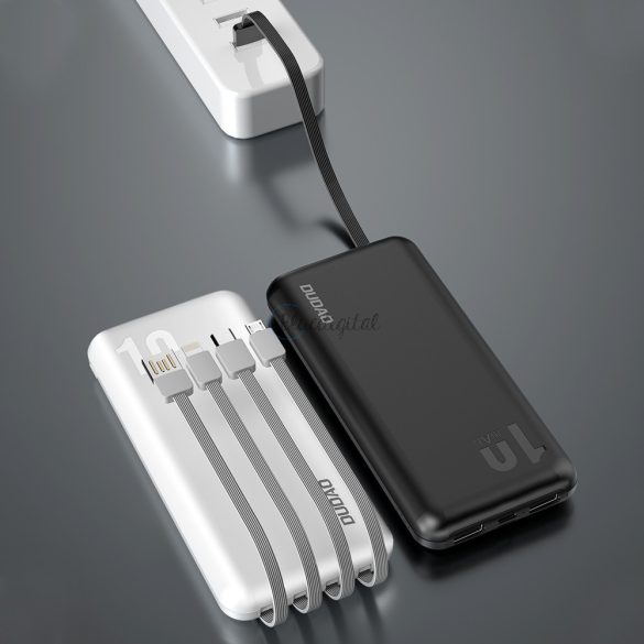 Dudao K6Pro Universal 10000mAh Power Bank külső akkumulátor USB kábel, USB Type C, Lightning Fekete (K6Pro-fekete)