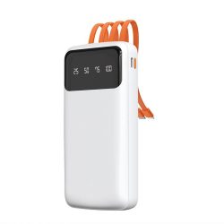   Dudao K6Pro Universal 10000mAh Power Bank külső akkumulátor USB kábel, USB Type C, Lightning fehér (K6Pro-fehér)