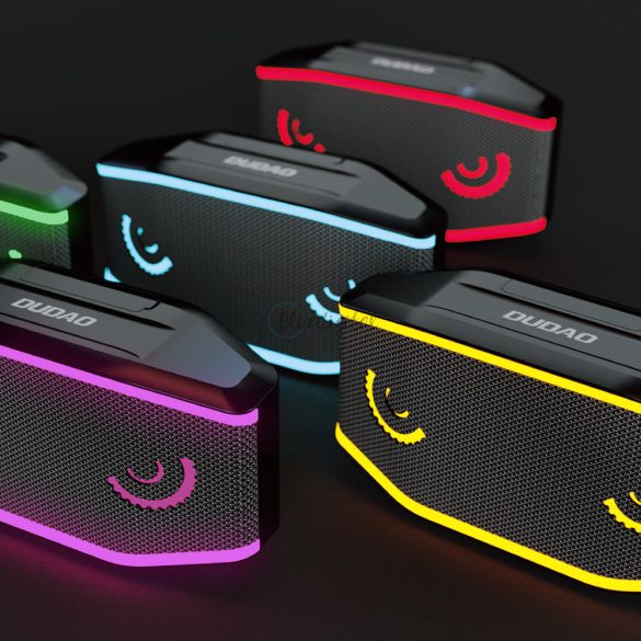 Dudao vízálló IP7 vezeték nélküli Bluetooth 5.0 RGB 5W 1200MAH hangszóró fekete (Y10XS-fekete)