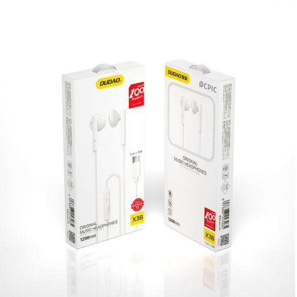 Dudao vezetékes fejhallgató USB Type-C 1.2m fehér (X3B-W)