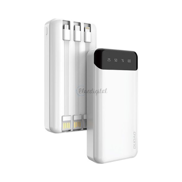 Dudao tágas POWERBANK 3 beépített kábeleket 20000mAh Type-c USB + micro USB + Lightning fehér (Dudao K6Pro +)