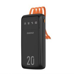   Dudao tágas Power Bank külső akkumulátor 3 kábel és hálózati kijelző 20000mAh Type-c USB + micro USB + Lightning fekete (Dudao K6Pro +)