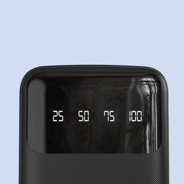 Dudao tágas Power Bank külső akkumulátor 3 kábel és hálózati kijelző 20000mAh Type-c USB + micro USB + Lightning fekete (Dudao K6Pro +)